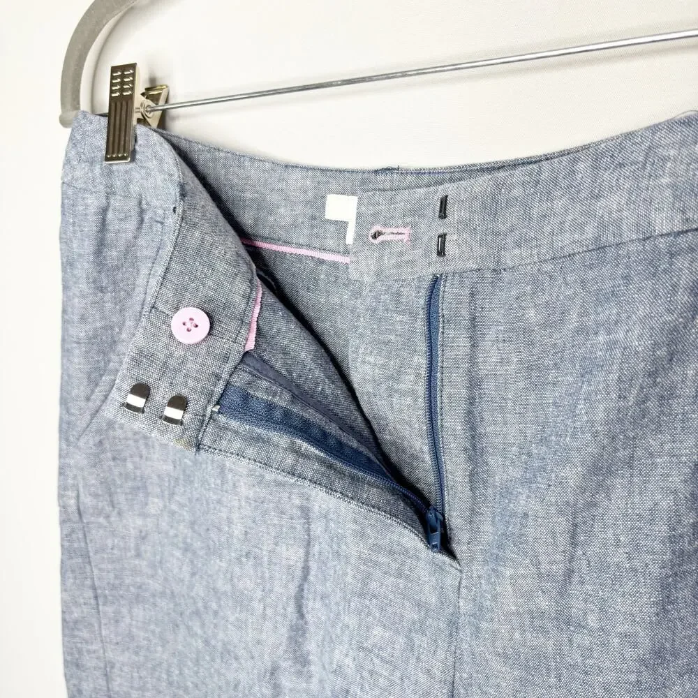 Boden Linen Cotton Blend 6" Classic Blue Short Womens Size 6 Slash Pockets - Picture 4 of 10